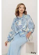 Bluza dama satinata cu imprimeu bleu ciel maneca fluture