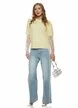 Bluza dama tricotata galben premium cu maneca si volanas de dantela alba