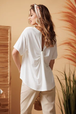 Bluza de vara alba din lyocel organic cu design sofisticat