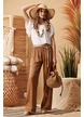 Bluza de vara alba din lyocel organic cu volane si colier boho de lemn