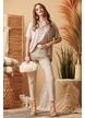 Bluza de vara bej din lyocel organic cu design sofisticat