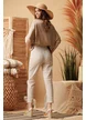 Bluza de vara bej din matase satinata de vascoza maneca fluture