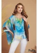 Bluza de vara din matase diafana imprimeu aquarelle turcoaz