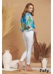 Bluza de vara din matase diafana imprimeu aquarelle turcoaz