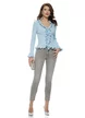 Bluza eleganta din vascoza premium baby blue cu volane spiralate