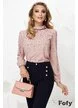 Bluza Fofy dama roz din voal cu guler șal si accesoriu inclus