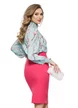 Bluza Fofy dama turcoaz eleganta imprimeu flori de cires mansete late incretite