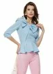 Bluză Fofy baby blue eleganta cu peplum si funda inserata