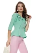 Bluză Fofy verde menta eleganta cu peplum si funda inserata