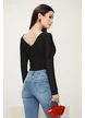 Body dama elegant decoltat cu aplicatii de strasuri