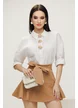 Camasa dama alba eleganta 100% bumbac cu nasturi maxi sofisticati 