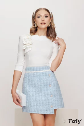 Camasa dama alba eleganta premium cu floare 3D