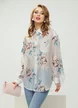 Camasa dama alba premium din matase tencel cu broderie florala si aplicatii din margele