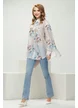 Camasa dama alba premium din matase tencel cu broderie florala si aplicatii din margele