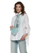 Camasa dama eleganta alba din bumbac 100% cu esarfa satinata aqua