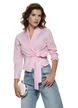 Camasa dama eleganta cu revere fronseuri si funda din bumbac cristal rose cu dungi revere