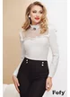 Camasa dama eleganta Fofy alba cu platca din dantela premium cu perle si strasuri