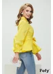 Camasa dama eleganta galbena cu peplum amplu si cordon in talie