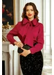 Camasa dama eleganta magenta din bumbac usor elastic cu esarfa innodata