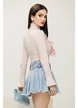 Camasa dama Fofy roz premium cu jabou elaborat conturat cu dantela si nasturi cu strassuri