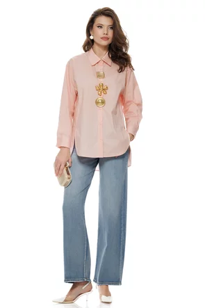 Camasa dama roz cu accesorii speculaculoase
