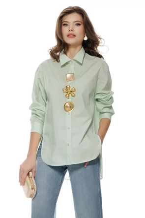 Camasa dama verde menta cu accesorii speculaculoase