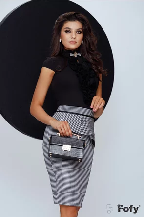 Camasa Fofy dama eleganta negra cu jabou amplusi brosa