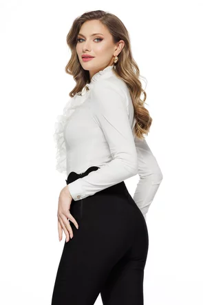 Camasa dama Fofy cu jabou amplu dantelat conturat cu dantela