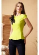 Camasa Fofy lime de vara din bumbac usor elastic cu peplum si floare din organza