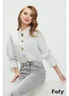 Camasa premium eleganta alba cu nasturi bijuterie diferiti