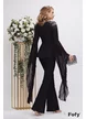 Compleu dama de ocazie elegant premium sacou negru cu aplicatii de cristale si pantalon evazat