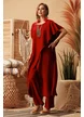 Compleu dama de vara din vascoza premium vino rosso cu pantalon drept si bluza lunga asimetrica