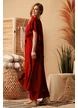Compleu dama de vara din vascoza premium vino rosso cu pantalon drept si bluza lunga asimetrica