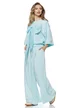 Compleu dama din bumbac premium aqua pantalon si bluza cu funda