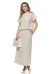Compleu dama din bumbac premium bej fusta si bluza
