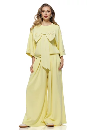 Compleu dama din bumbac premium lime pantalon si bluza cu funda