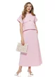 Compleu dama din bumbac premium roz fusta si bluza
