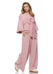 Compleu dama din bumbac premium roz pantalon si bluza cu funda