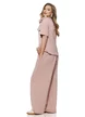 Compleu dama din bumbac premium roz pantalon si tricou cu funda