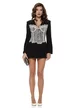 Compleu dama elegant negru cu aplicatii de dantela stil corset si pantalon scurt