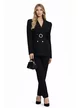 Compleu dama elegant negru cu catarama sacou cu pantalon