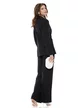 Compleu dama elegant negru cu fronseuri in talie accesoriu auriu pantalon wide cu pense