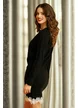 Compleu dama elegant negru premium fusta  si jacheta cu insertii de dantela si nasturi perla