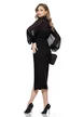 Compleu dama elegant rochie neagra sacou cu maneci de voal peplum si nasuri aurii