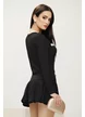 Compleu dama negru premium cu fusta gogosar si jacheta cu nasturi aurii