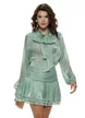 Compleu dama spectaculos verde menta din organza cu stralucire fina