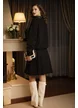 Compleu dama tricotat premium negru cu fusta mini plisata si pulover cu guler de paiete