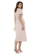 Compleu dama tricotat premium roz bluza cu perle curea si fusta plisata midi
