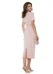 Compleu dama tricotat premium roz bluza petrecuta cu nasturi curea si fusta conica midi