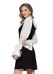 Compleu de ocazie elegant sarafan negru cu camasa cu jabou sofisticat cu dantela si brosa